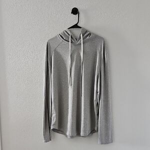 SHEIN Men's Pullover Sweatshirt Drawstring Hood Lightweight Grey Long Sleeve XL